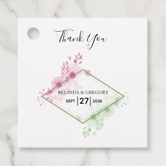 Elegant Waterverf Flowers Wedding Gift Bedankjes Labels (Voorkant)