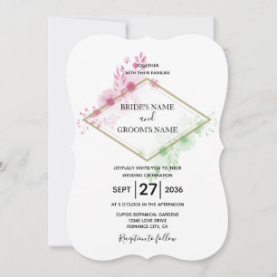 Elegant Waterverf Flowers Wedding Invitations Kaart