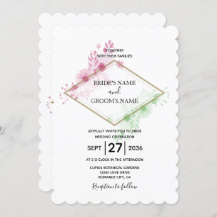 Elegant Waterverf Flowers Wedding Invitations Kaart