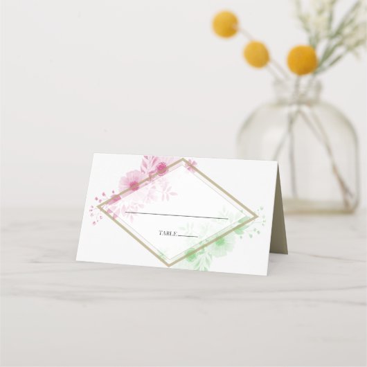 Elegant Waterverf Flowers Wedding Place Card (Voorkant)