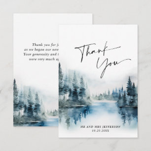 Elegant Waterverf Foggy Forest Wedding Bedankkaart