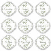 Elegant Waterverf Foliage Custom Pantry Labels (Voorkant)