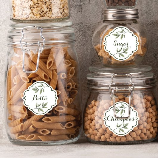 Elegant Waterverf Foliage Custom Pantry Labels