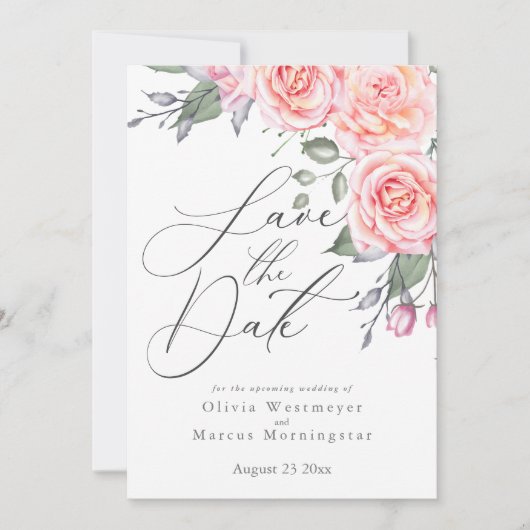 Elegant Waterverf Foliage Save the Date Invitati Kaart (Voorkant)