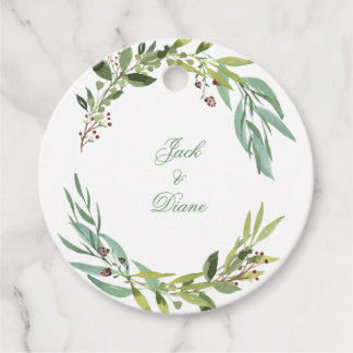 Elegant Waterverf Foliage Wreater Bedankjes Labels