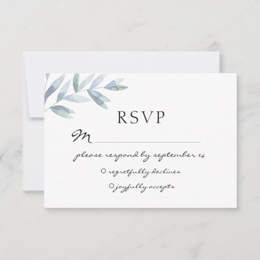 Elegant waterverf folium botanical bruiloft RSVP (Voorkant)