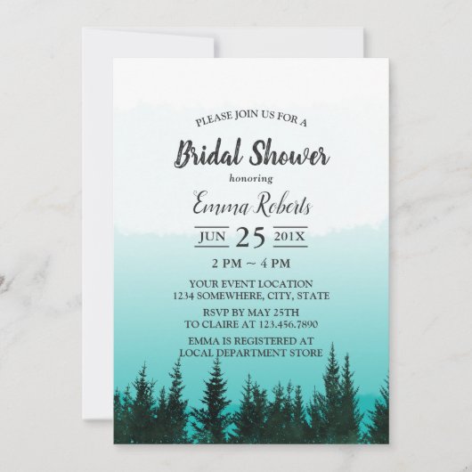 Elegant Waterverf Forest Pine Trees Vrijgezellenfe Kaart