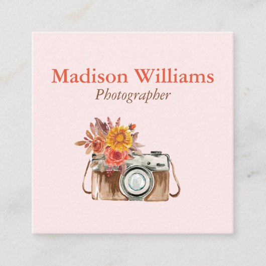 Elegant  Waterverf fotograaf Vierkante Visitekaartje (Voorkant)