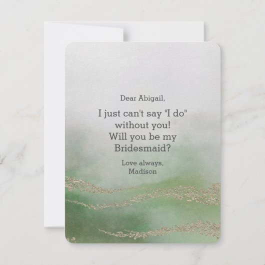 Elegant Waterverf gebladerte zal je bruidsmeisje z Kaart (Achterkant)