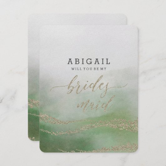 Elegant Waterverf gebladerte zal je bruidsmeisje z Kaart (Voorkant / Achterkant)