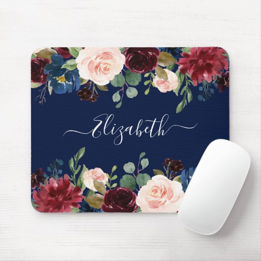 Elegant Waterverf gemengd Floral Trendy Script Muismat (Met muis)