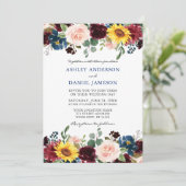 Elegant Waterverf Gemengd Floral Wedding Blue Kaart (Staand voorkant)