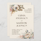Elegant waterverf gentle tuinbloembruiloft kaart (Voorkant / Achterkant)