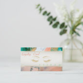 Elegant, Waterverf, Glittery Lashes Loyalty Kaart (Staand voorkant)