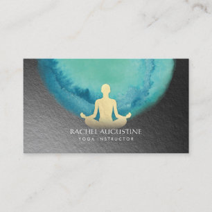 Elegant Waterverf Gold Meditation Yoga Instructor Visitekaartje