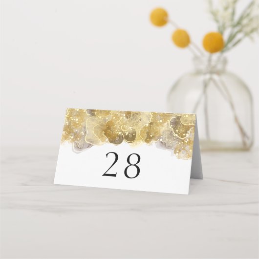 Elegant Waterverf Gold Wedding Folded Place Card (Achterkant)