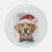 Elegant Waterverf Golden Retriever Kerstmis Glas Ornament (Voorkant)
