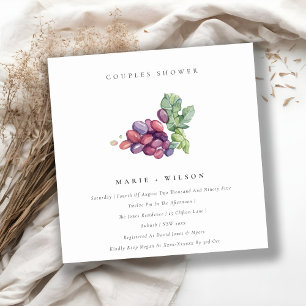 Elegant Waterverf Grape Couples Shower Invite Bedankkaart