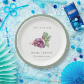Elegant Waterverf Grape Foliage Rustic Wedding Papieren Bordje (Feest)