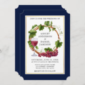 Elegant Waterverf Grape Vines met een blauwe bruil Kaart (Voorkant / Achterkant)