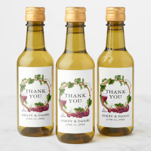 Elegant Waterverf Grape Vines Wreatding Wedding Wijn Etiket