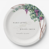 Elegant Waterverf Grapevine Foliage Wedding Papieren Bordje (Voorkant)