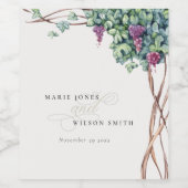 Elegant Waterverf Grapevine Foliage Wedding Wijn Etiket (Enkel label)