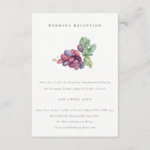 Elegant Waterverf Grapevine Wedding Reception Informatiekaartje (Voorkant)