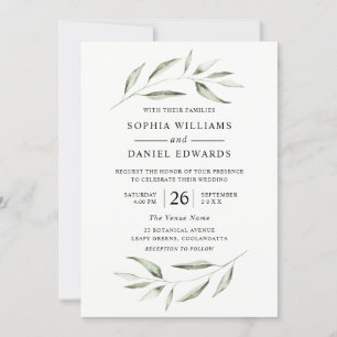 Elegant Waterverf Green Leaf Greenery Wedding Kaart