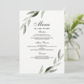Elegant Waterverf Green Leaf Wedding Menu (Staand voorkant)