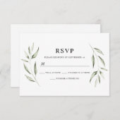 Elegant Waterverf Green Leaf Wedding RSVP (Voorkant / Achterkant)