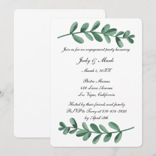 Elegant Waterverf Green Leaves Engagement Party Kaart