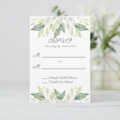 Elegant Waterverf Green Leaves Wedding RSVP Kaartje (Staand voorkant)