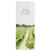 Elegant Waterverf Green Winery Vineyard Wedding Wijn Cadeautas (Achterkant)