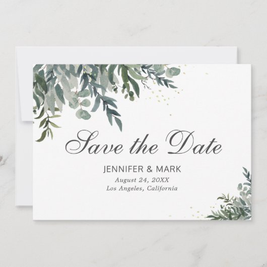 Elegant Waterverf Greenergy Save the Date Card (Voorkant)