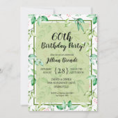 Elegant Waterverf Greenery Birthday Invitations (Voorkant)