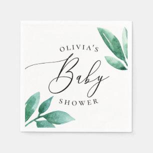 Elegant waterverf greenery botanisch baby shower servet