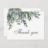 Elegant Waterverf Greenery Dank u Briefkaart (Voorkant / Achterkant)