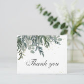 Elegant Waterverf Greenery Dank u Briefkaart (Staand voorkant)