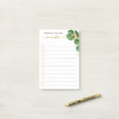 Elegant Waterverf Greenery die wordt geleend om Li Post-it® Notes (Op bureau)