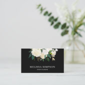 Elegant Waterverf Greenery en White Flowers Visitekaartje (Staand voorkant)
