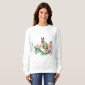 Elegant Waterverf Greenery Floral Easter Bunny Trui (Voorkant volledig)