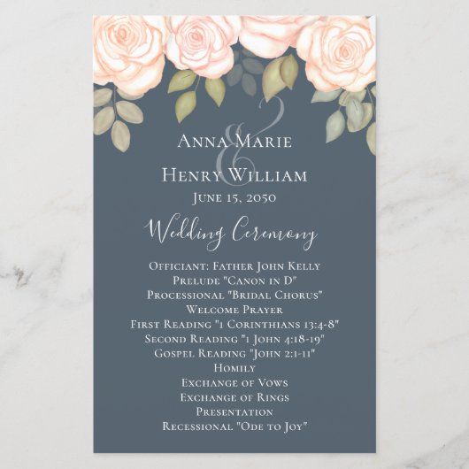 Elegant Waterverf Greenery Floral Wedding Programm (Voorkant)