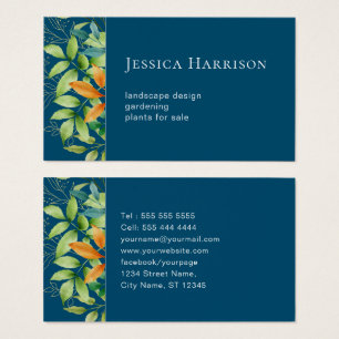 Elegant Waterverf Greenery Foliage Botanical Blue Visitekaartje