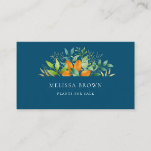 Elegant Waterverf Greenery Foliage Botanical Blue Visitekaartje
