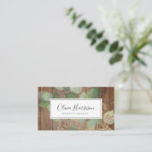 Elegant Waterverf Greenery Gold Leaf Visitekaartje (Staand voorkant)