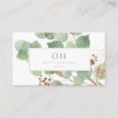 Elegant Waterverf Greenery Gold Leaf Visitekaartje (Voorkant)