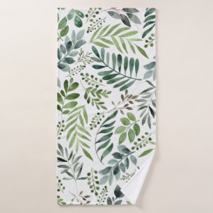 Elegant Waterverf Greenery laat schilderen Bad Handdoek