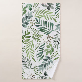 Elegant Waterverf Greenery laat schilderen Bad Handdoek