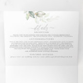 Elegant Waterverf Greenery Minimalist Wedding Drieluik Uitnodiging (Binnenzijde eerst)